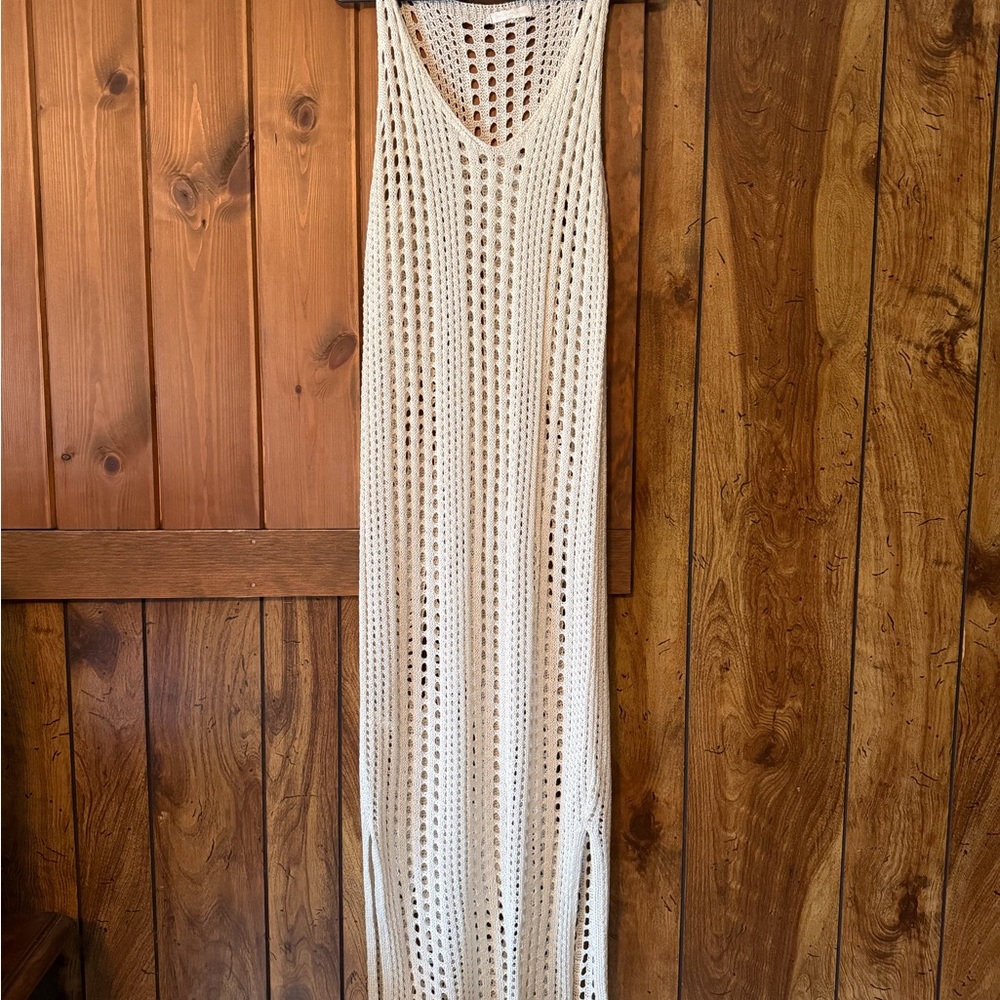 Milo Milano Cream Crochet Maxi Beach Cover-Up Dress